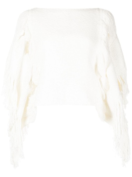  Voz Fringed-detail Knitted Top - White 
