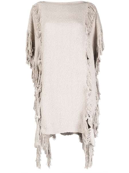  Voz Fringed Poncho-style Jumper - Grey 