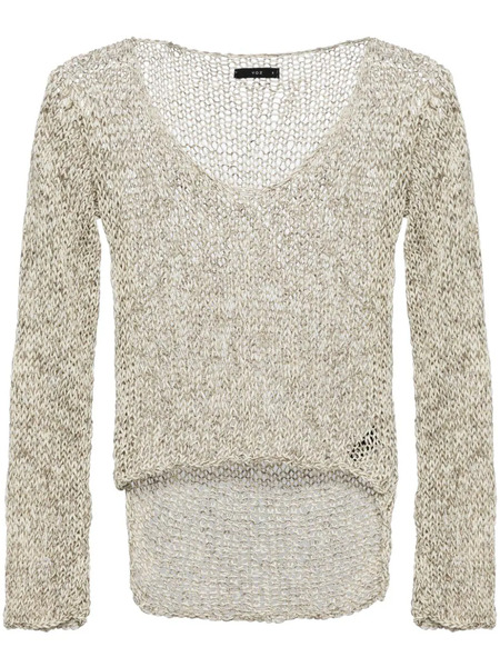  Voz Marl-knit High-low Top - Neutrals 