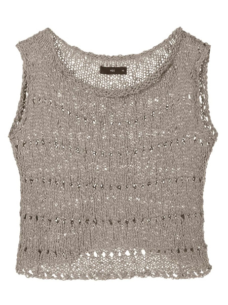  Voz Open Knit Crop Top - Grey 