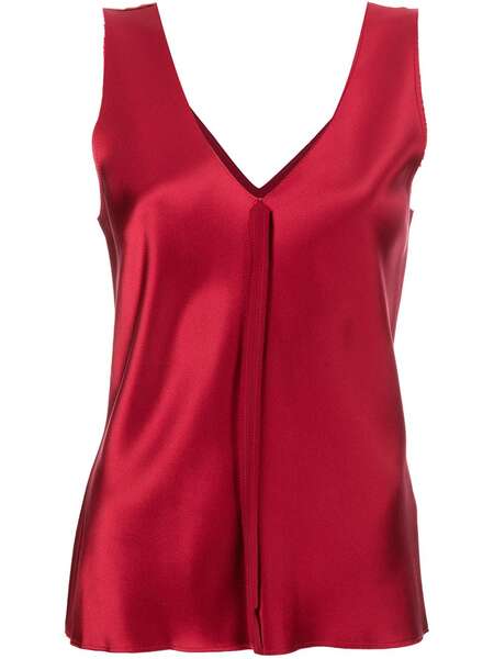  Voz Silk Raw-edge Tank Top - Red 