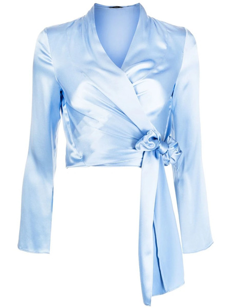  Voz Silk Wrap Blouse - Blue 