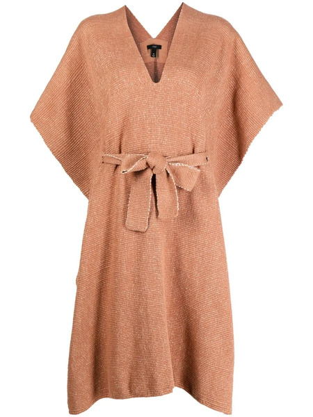  Voz Solid Tied-waist Kaftan - Brown 