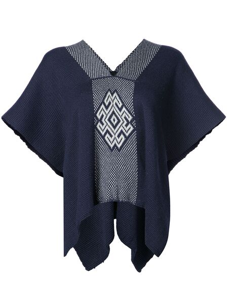  Voz V-neck Draped Sleeved Top - Blue 