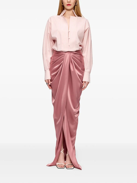  V:pm Atelier Corynna Draped Satin-panel Maxi Dress - Pink 