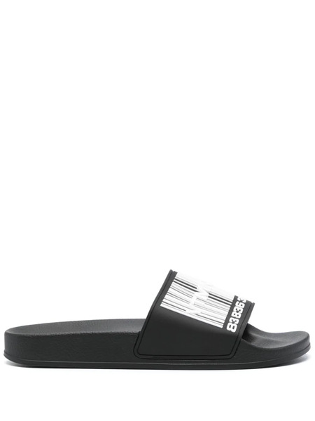  Vtmnts Barcode-print Appliqué-logo Slides - Black 