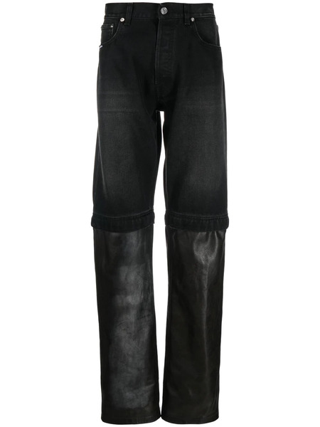  Vtmnts Bleach-panel Straight-leg Jeans - Black 