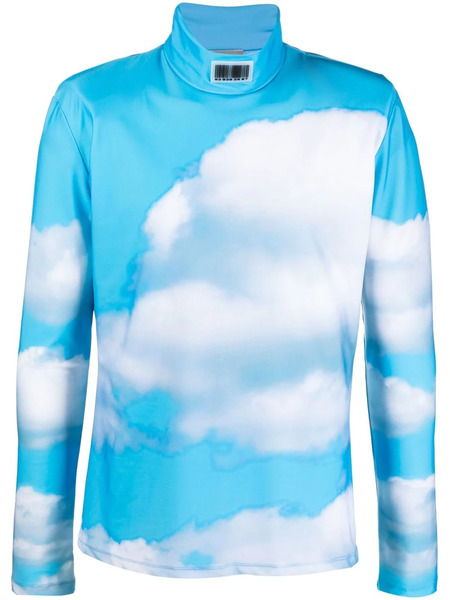  Vtmnts Cloud-print High-neck Top - Blue 