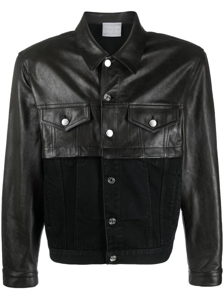  Vtmnts Contrasting Leather-block Denim Jacket - Black 