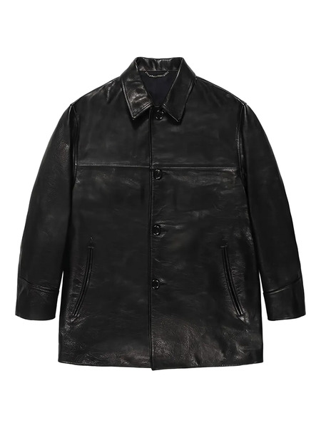  Wacko Maria Button-fastening Leather Jacket - Black 