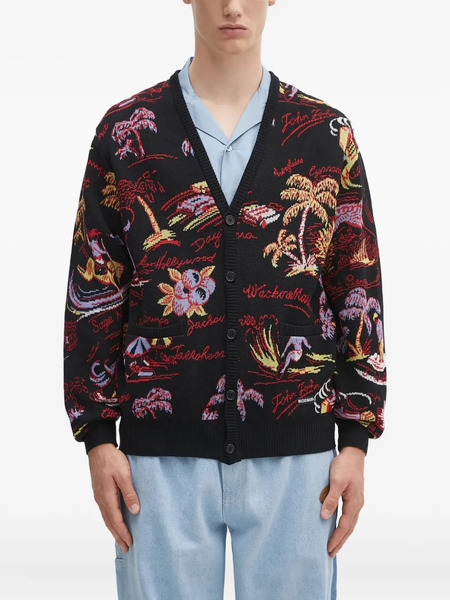  Wacko Maria Tropical-pattern Cardigan - Black 