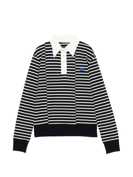  Wales Bonner Reflect Striped-pattern Polo Top - Blue 