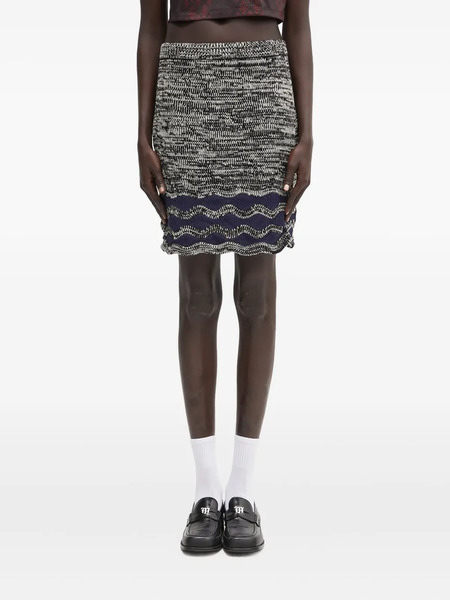  Wales Bonner Wave-pattern Knitted Skirt - Blue 