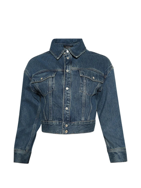 Wardrobe.nyc Buttoned Cropped Jacket - Blue 