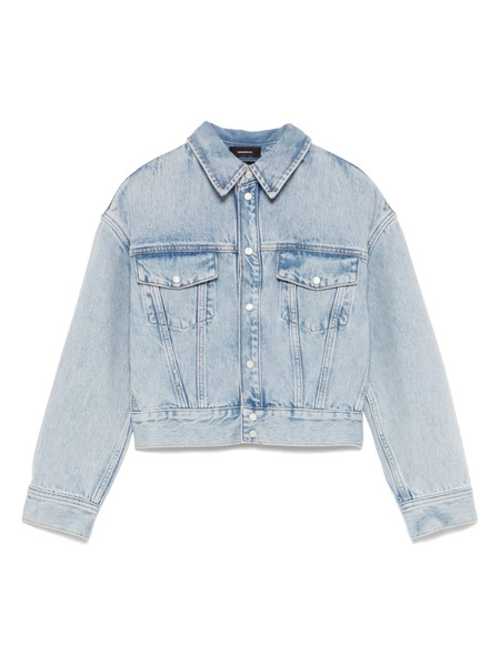  Wardrobe.nyc Cropped Denim Jacket - Blue 