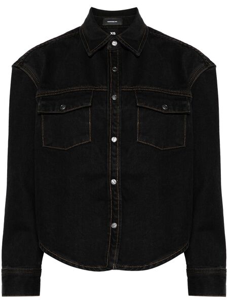  Wardrobe.nyc Curved-hem Denim Jacket - Black 
