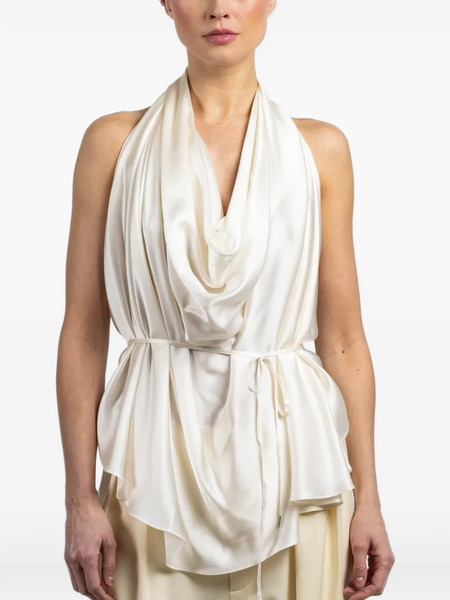  Wardrobe.nyc Halter Satin Blouse - Neutrals 