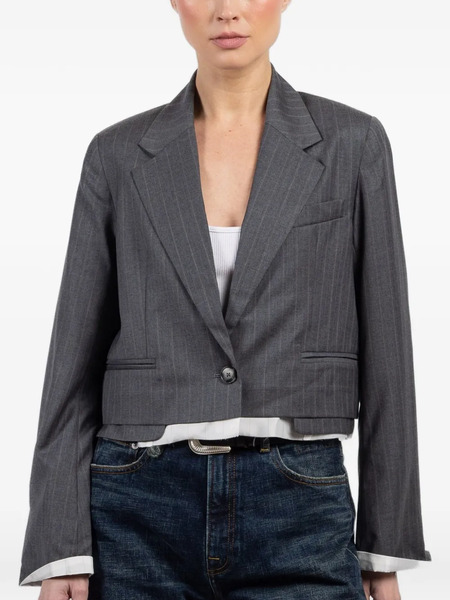  We-ar4 The Cocktail Pinstripe-pattern Cropped Jacket - Grey 