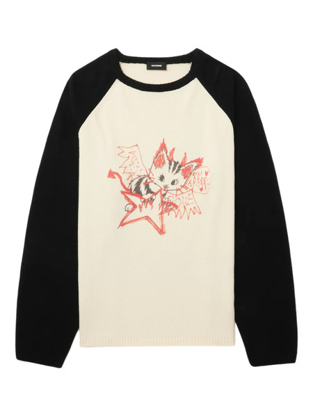  We11done Cat-print Raglan-sleeve Sweater - Neutrals 