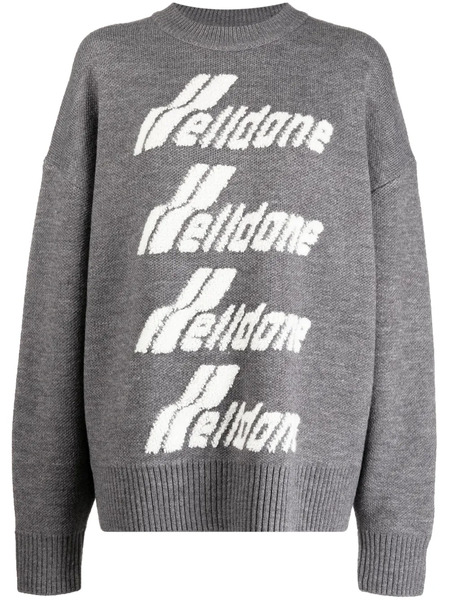  We11done Gray Pile Intarsia-knit Logo Jumper - Grey 