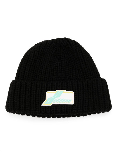  We11done Logo-appliqué Wool Beanie - Black 