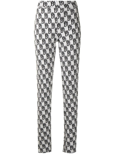  We11done Logo Pattern Knitted Leggings - White 
