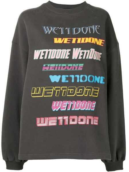  We11done Oversized Logo Print Sweatshirt - Grey 