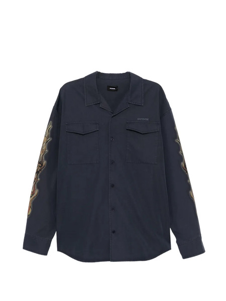  We11done Sleeve Graphic Pocket Shirt - Blue 