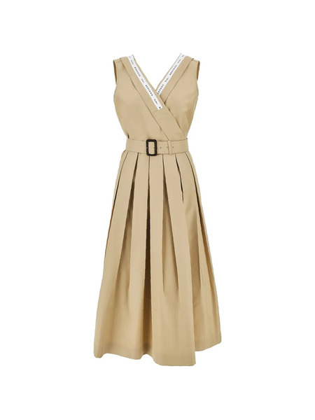  Weekend Max Mara Belted Pleated Midi Dress - Neutrals 