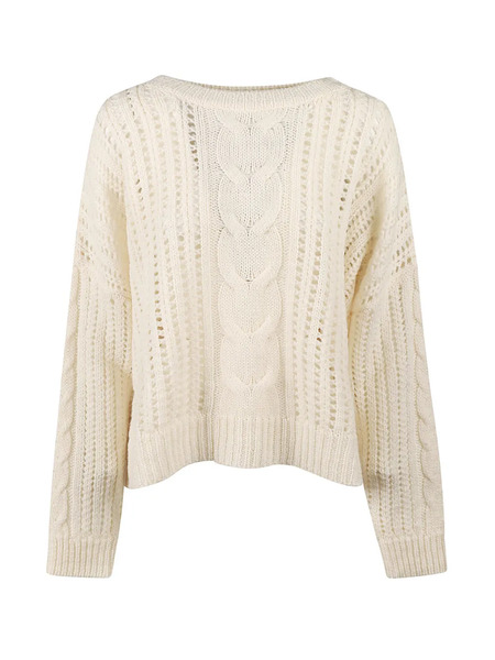  Weekend Max Mara Cable-knit Eyelet Sweater - White 
