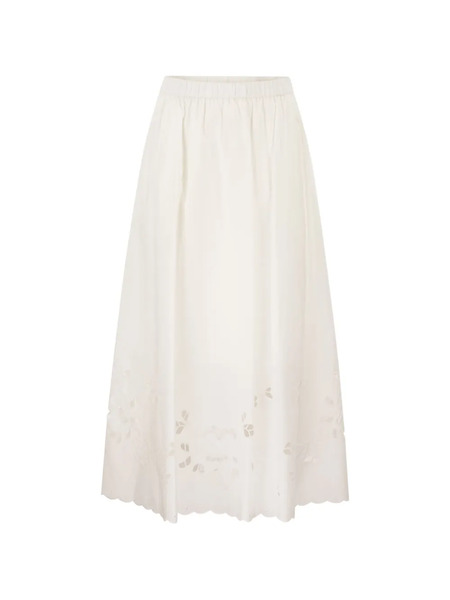  Weekend Max Mara Caravan Embroidered Midi Skirt - White 
