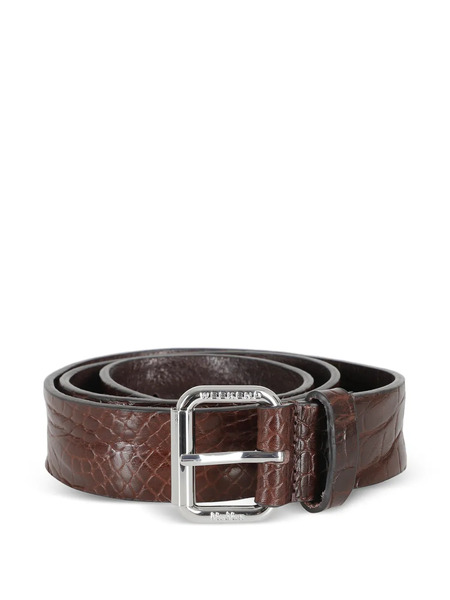  Weekend Max Mara Embossed Buckle Belt - Brown 