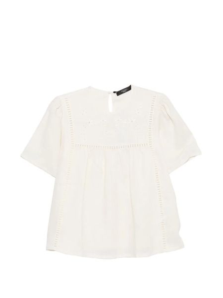  Weekend Max Mara Floral-embroidered Panelled Top - Neutrals 