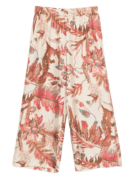  Weekend Max Mara Floral-print Silk Trousers - Neutrals 