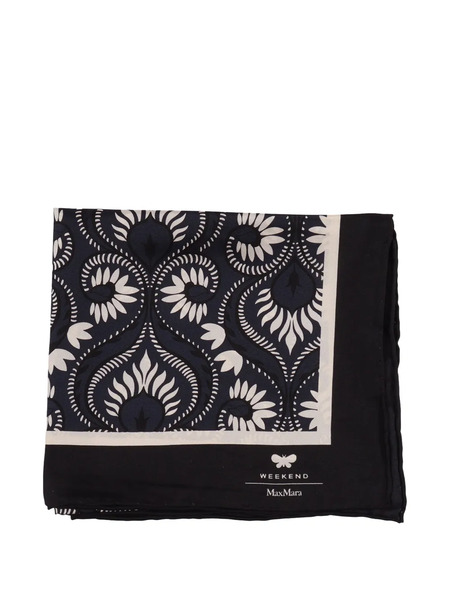  Weekend Max Mara Floral Stole Foulard Mantella - Blue 