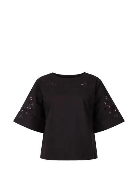  Weekend Max Mara Floral Wide-sleeve Blouse - Black 