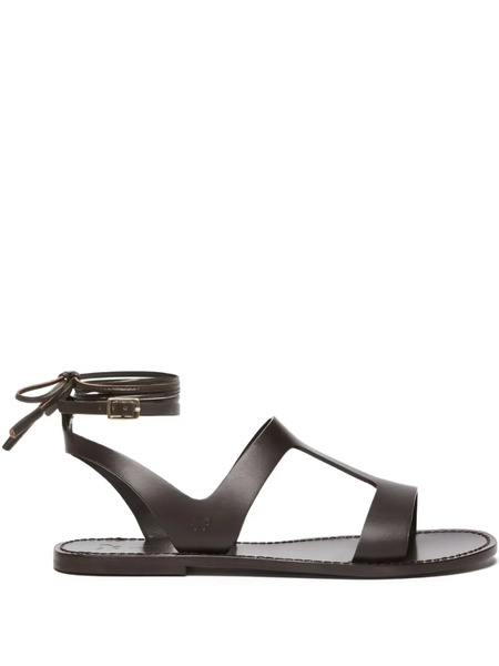  Weekend Max Mara Leather Flap Sandals - Brown 