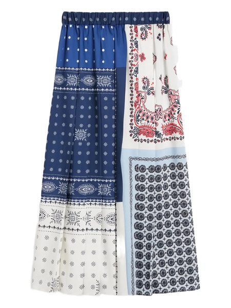  Weekend Max Mara Luna Printed Pleated Midi Skirt - Blue 