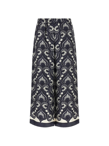  Weekend Max Mara Motif Print Palazzo Pants - Blue 