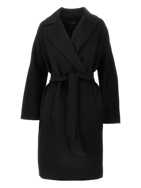  Weekend Max Mara Notched Belted Coat - Black 