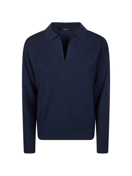  Weekend Max Mara Polo V-neck Top - Blue 
