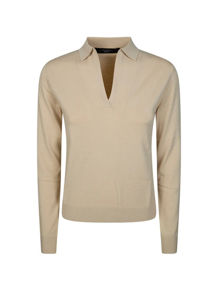  Weekend Max Mara Polo V-neck Top - Neutrals 