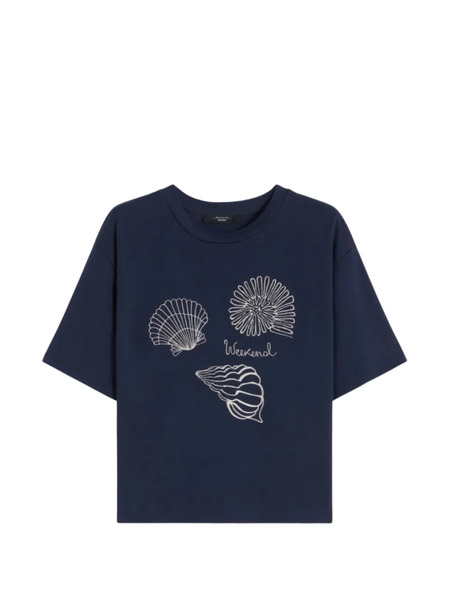  Weekend Max Mara Shell-print Cotton T-shirt - Blue 