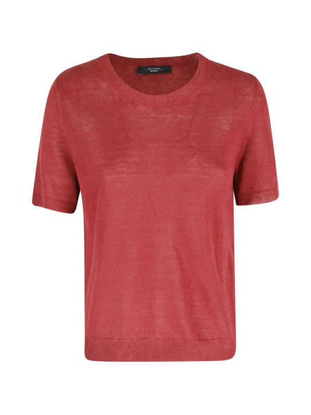  Weekend Max Mara Short-sleeve Linen Top - Red 