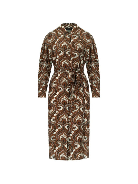  Weekend Max Mara Tie-waist Printed Dress - Brown 