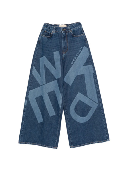  Weekend Max Mara Wkdvortice Lettering Wide Jeans - Blue 