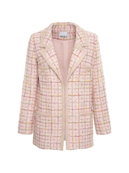  Weill Paris Tweed Braided-trim Blazer - Pink 