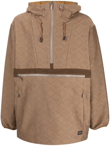  White Mountaineering Geometric Pattern Half-zipped Jacket - Brown 