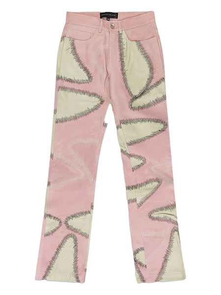  Who Decides War Amalgamated Leather Bootcut Trousers - Pink 