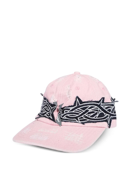  Who Decides War Distressed Baseball Cap - Pink 